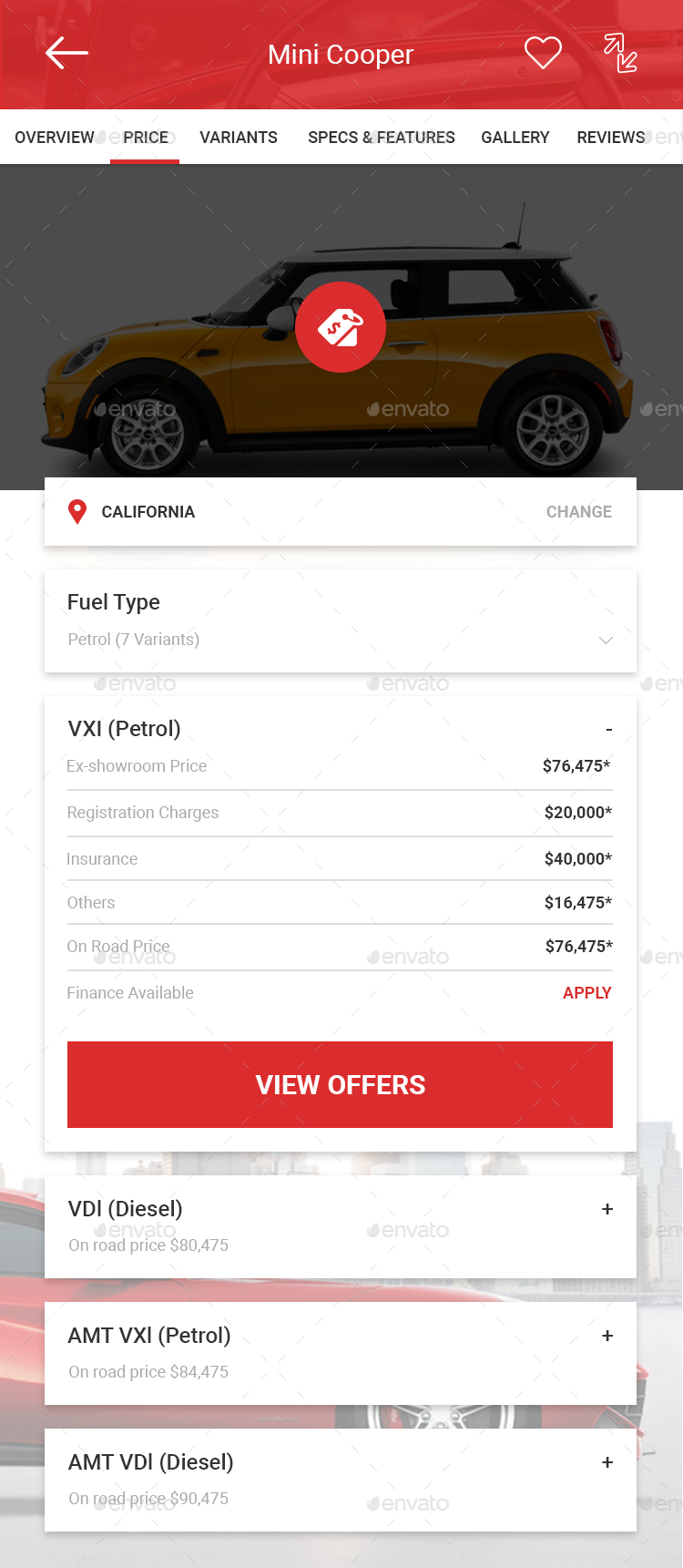 Car Dealer Automotive App UI Kit,  Elements GraphicRiver
